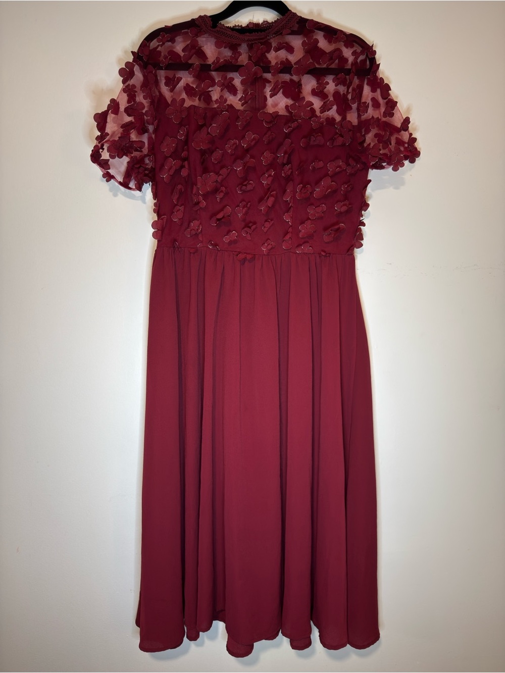 SHEIN Embellished Burgundy Midi Dress